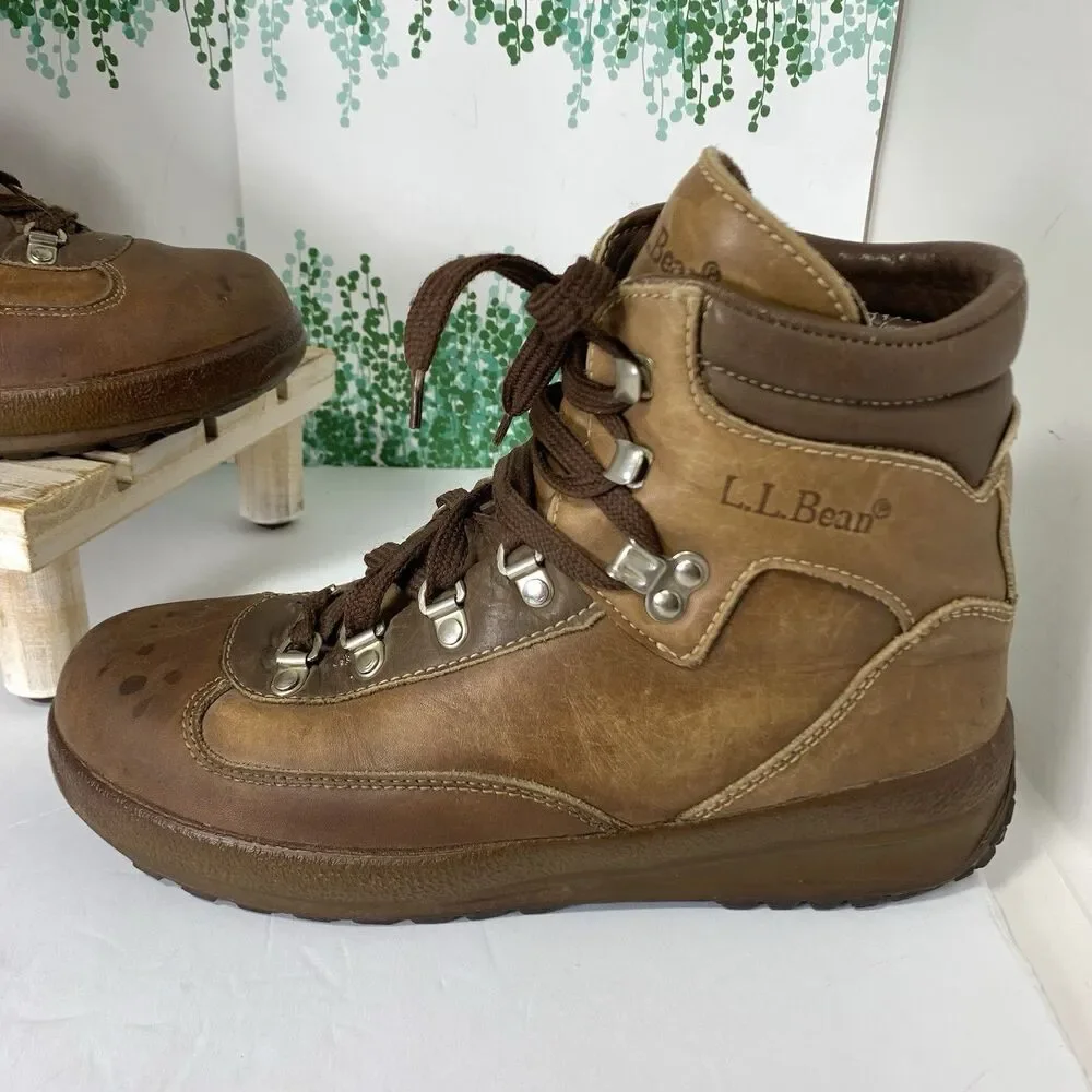 L. L. Bean Vintage Cowhide Leather Hiking Gore-Tex Boots Size 8.5 Mens